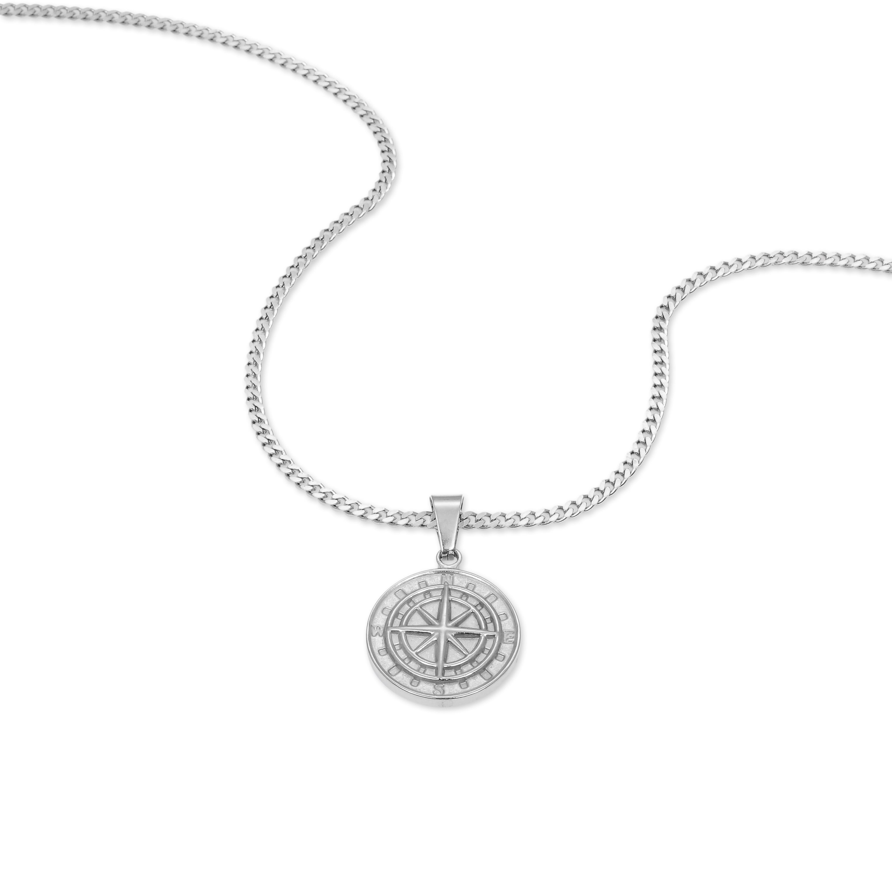 Compass Pendant Necklace (Silver)