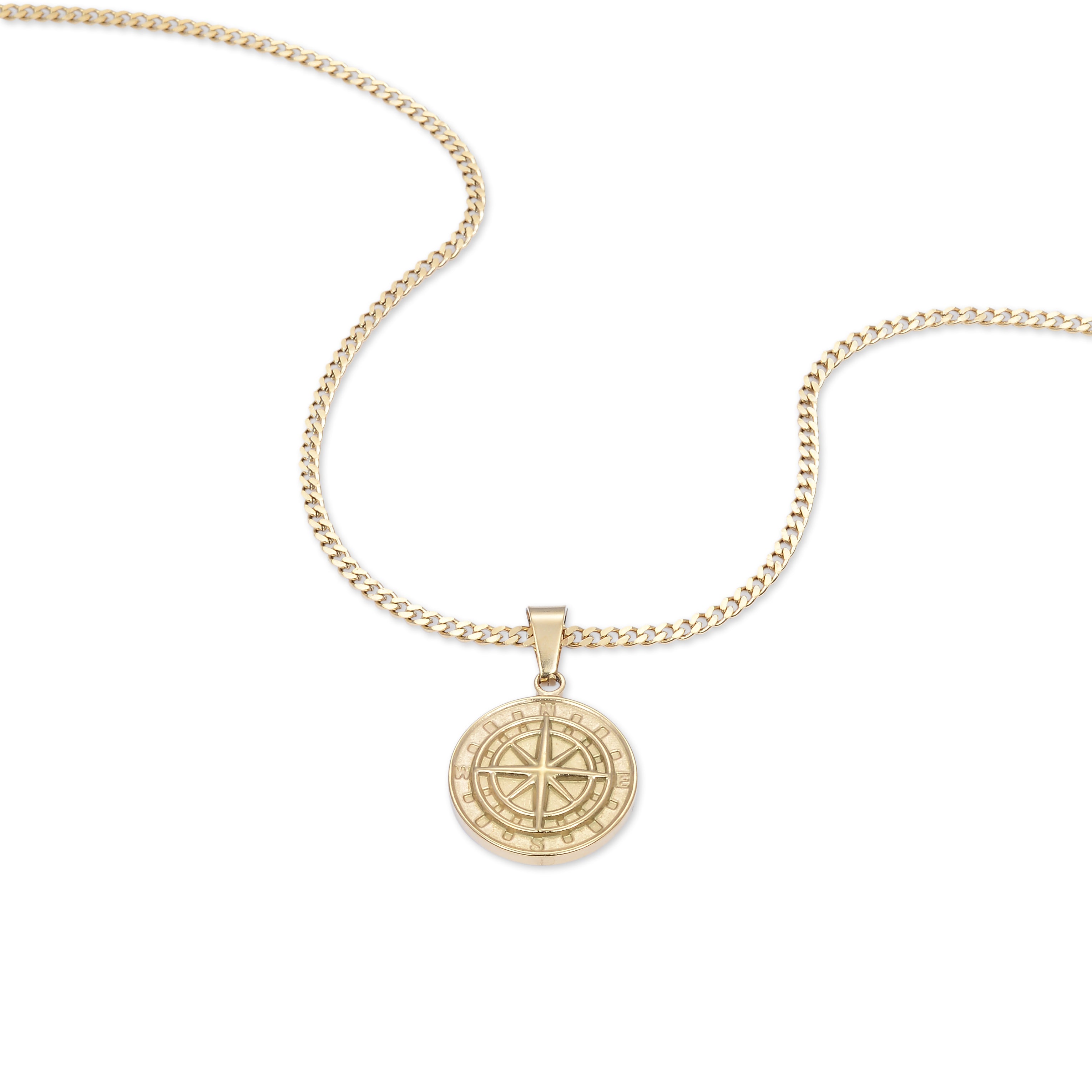 Compass Pendant Necklace (Gold)