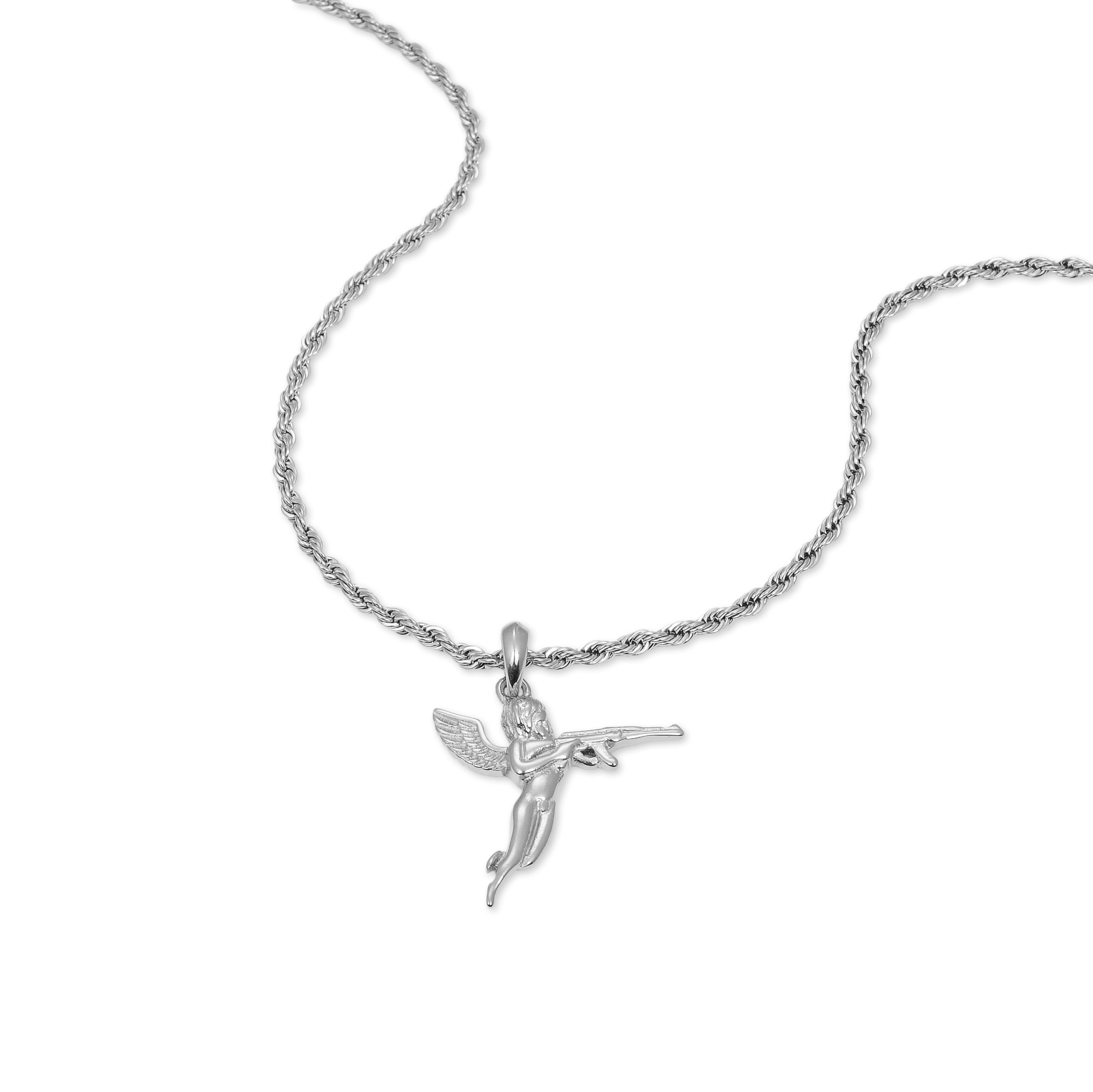 Cupid Pendant Twist Necklace (Silver)