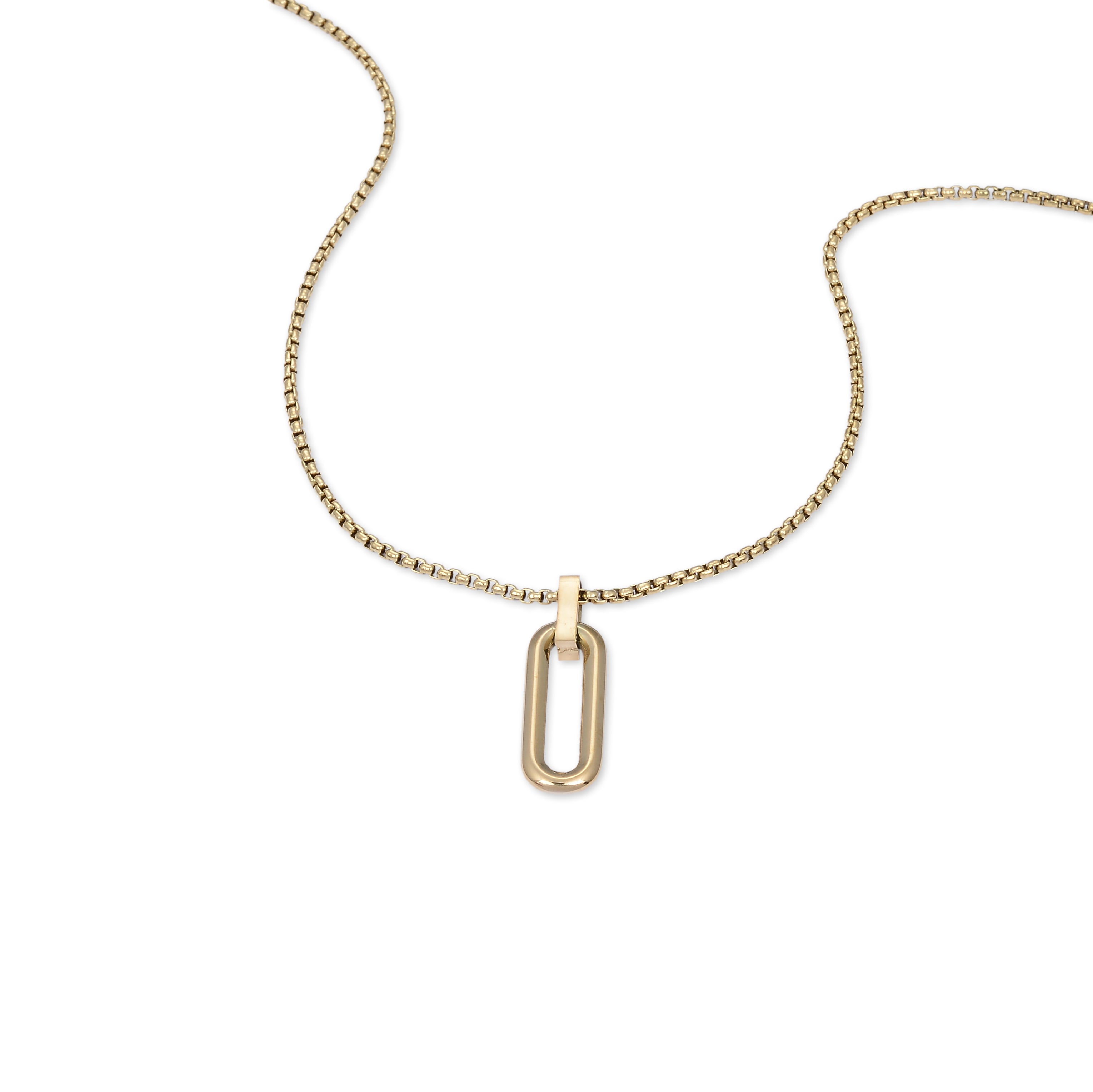 Paperclip Link Pendant Necklace (Gold)