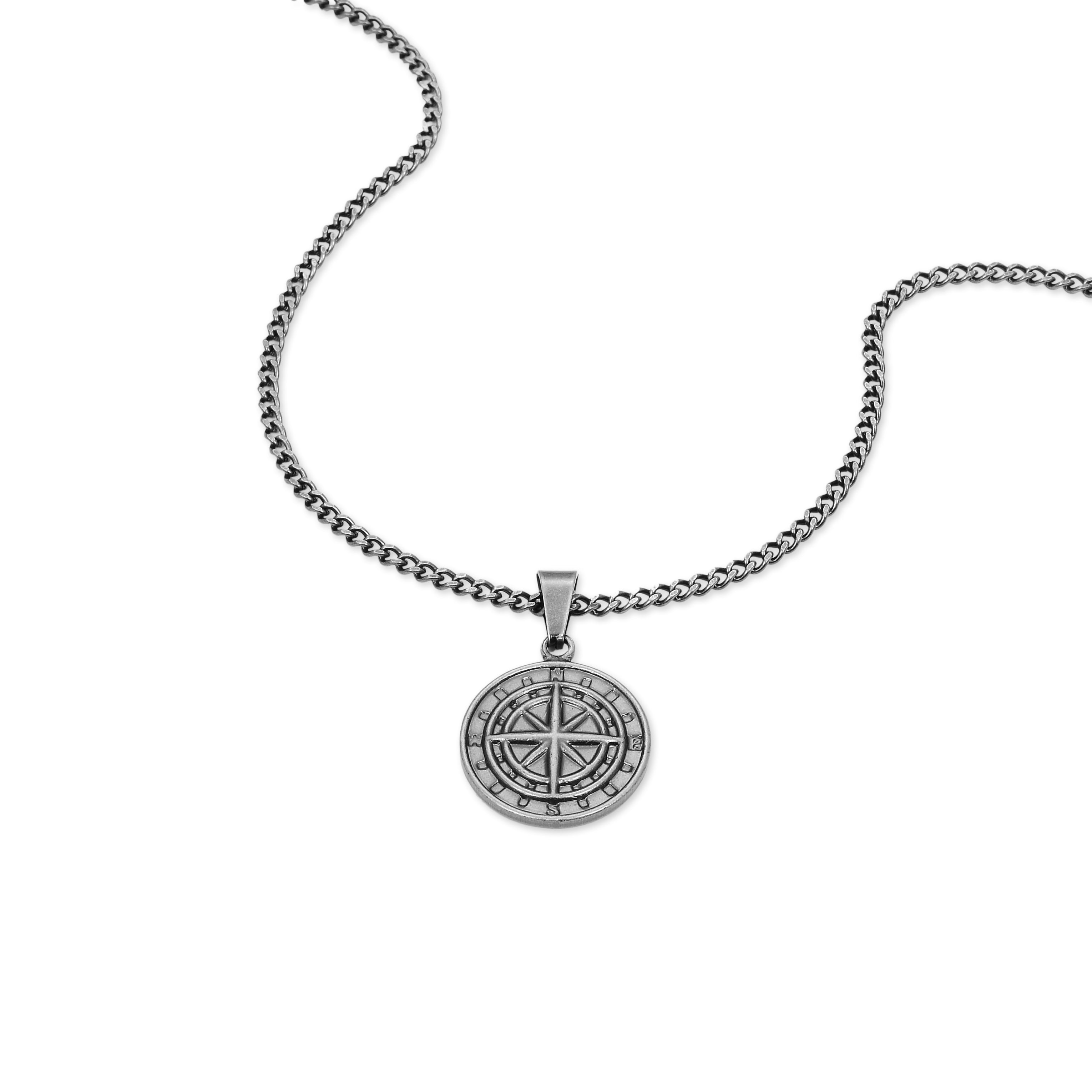 Compass Pendant Necklace (Black)