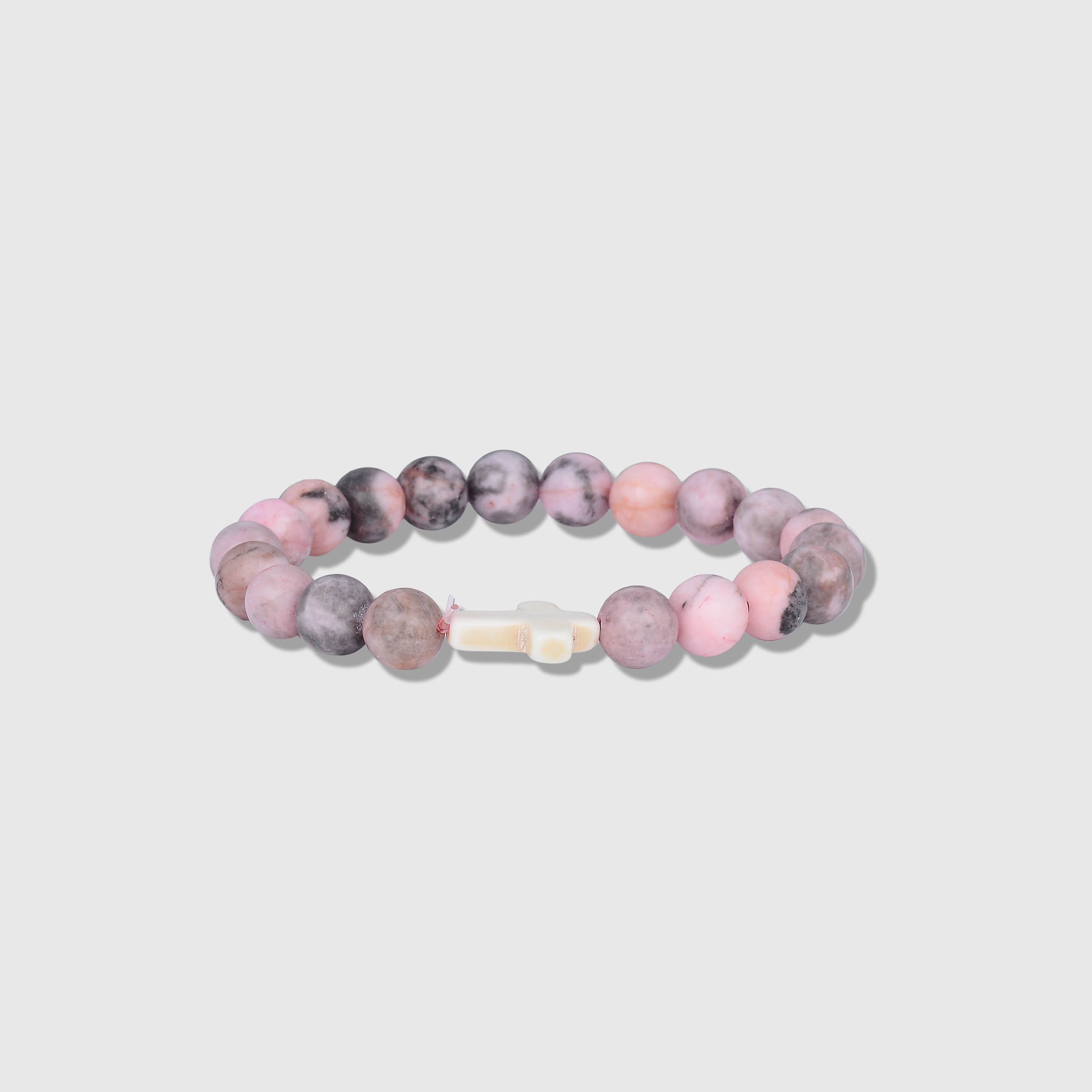 Pink Zebra Jasper Cross Bracelet