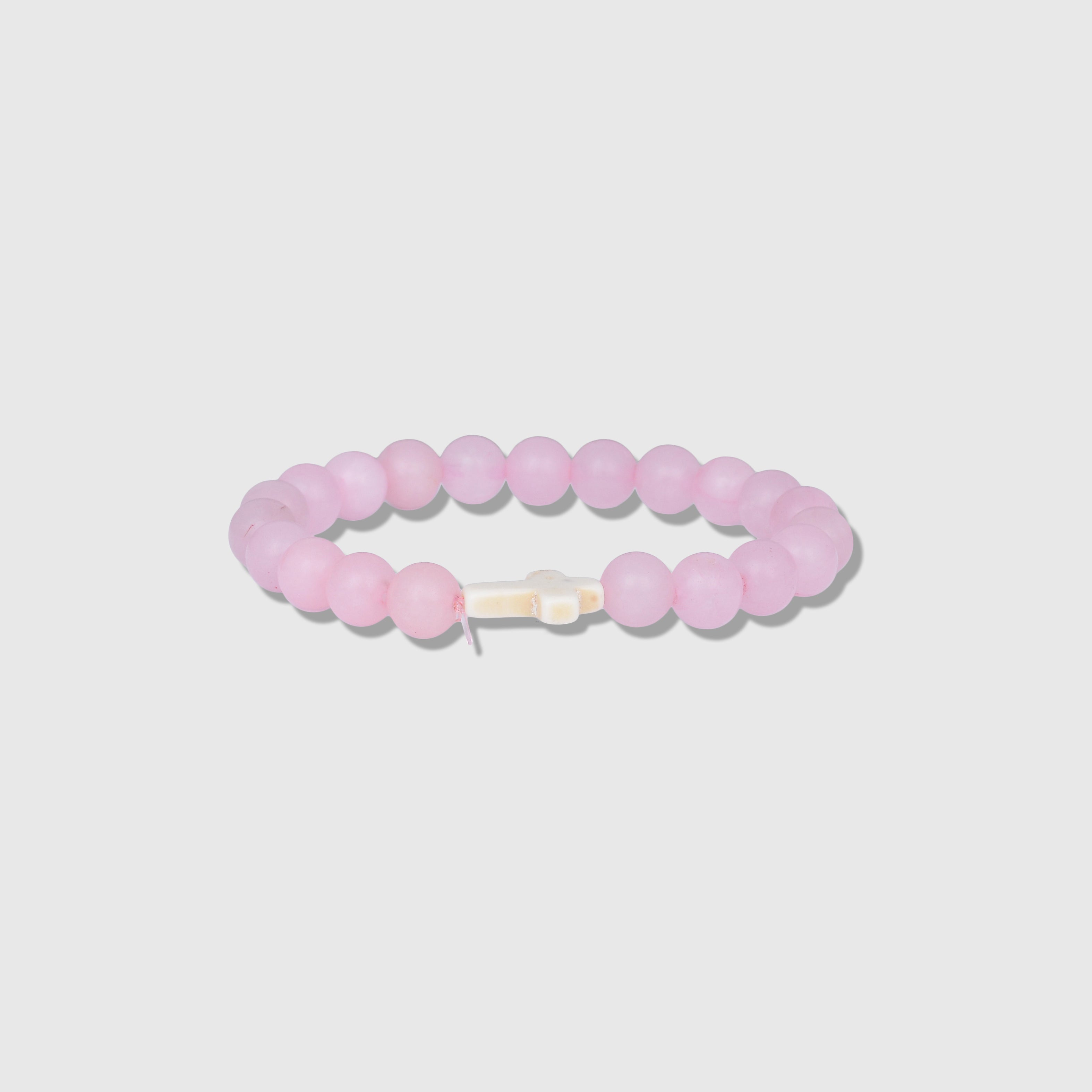 Rose Quartz Cross Beaded Bracelet