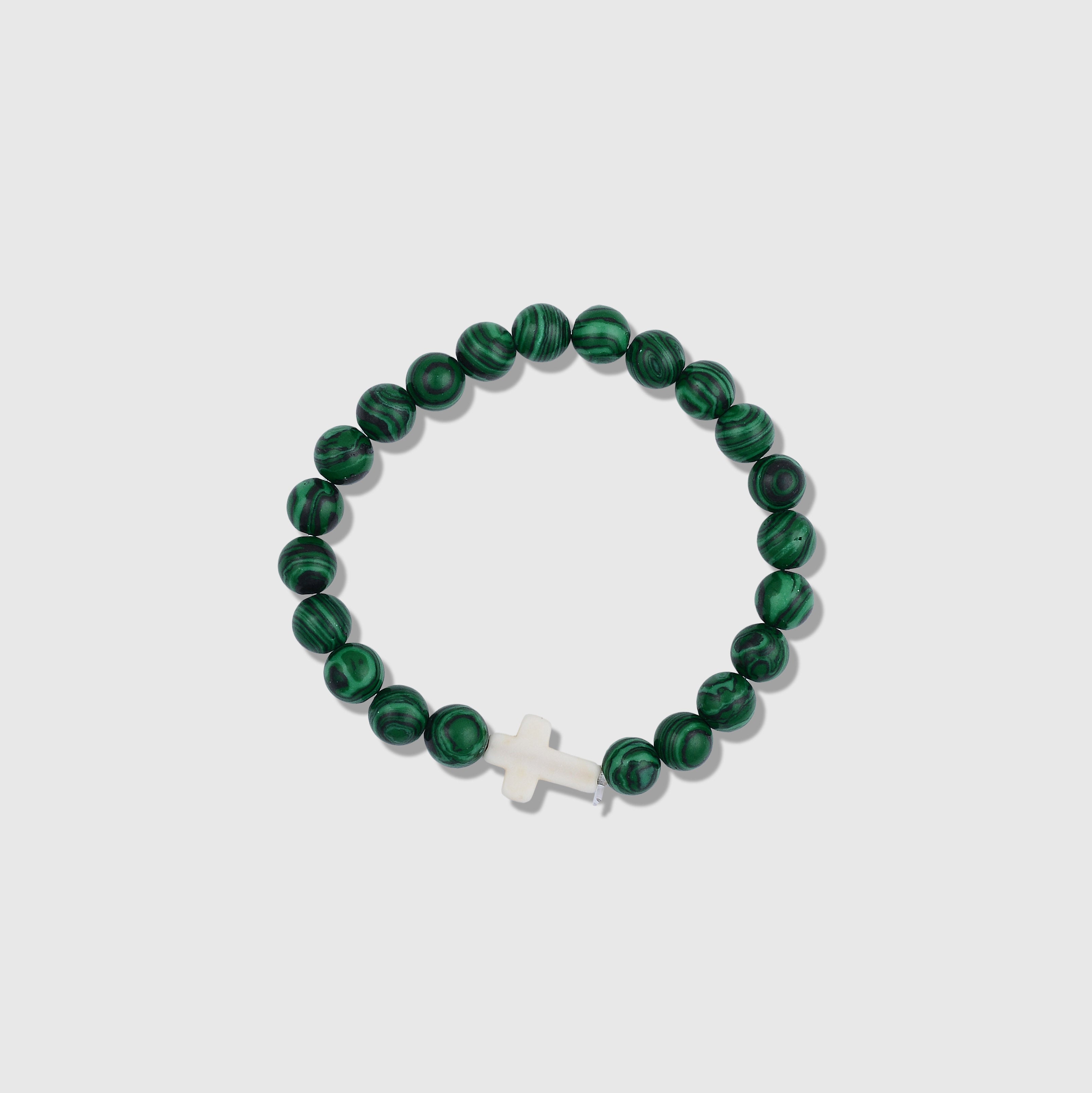 Malachite Cross Beaded Bracelet