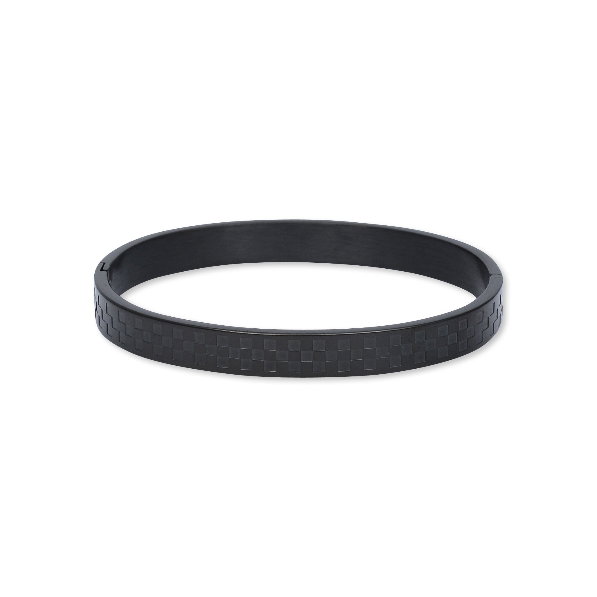 Black Checkered Stainless Steel Bangle