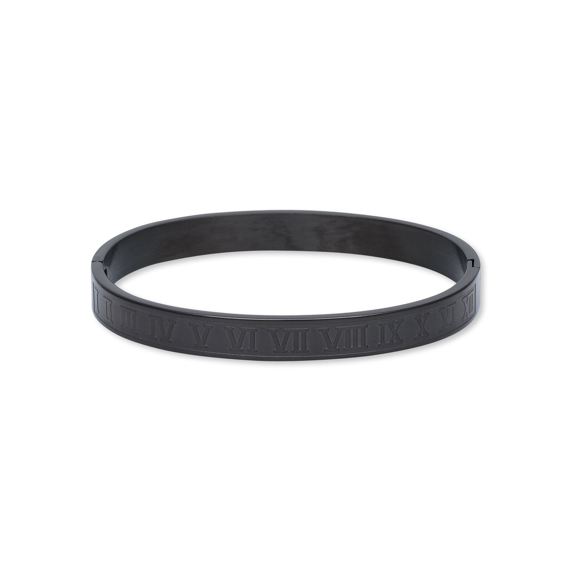 Black Roman Stainless Steel Bangle Bracelet
