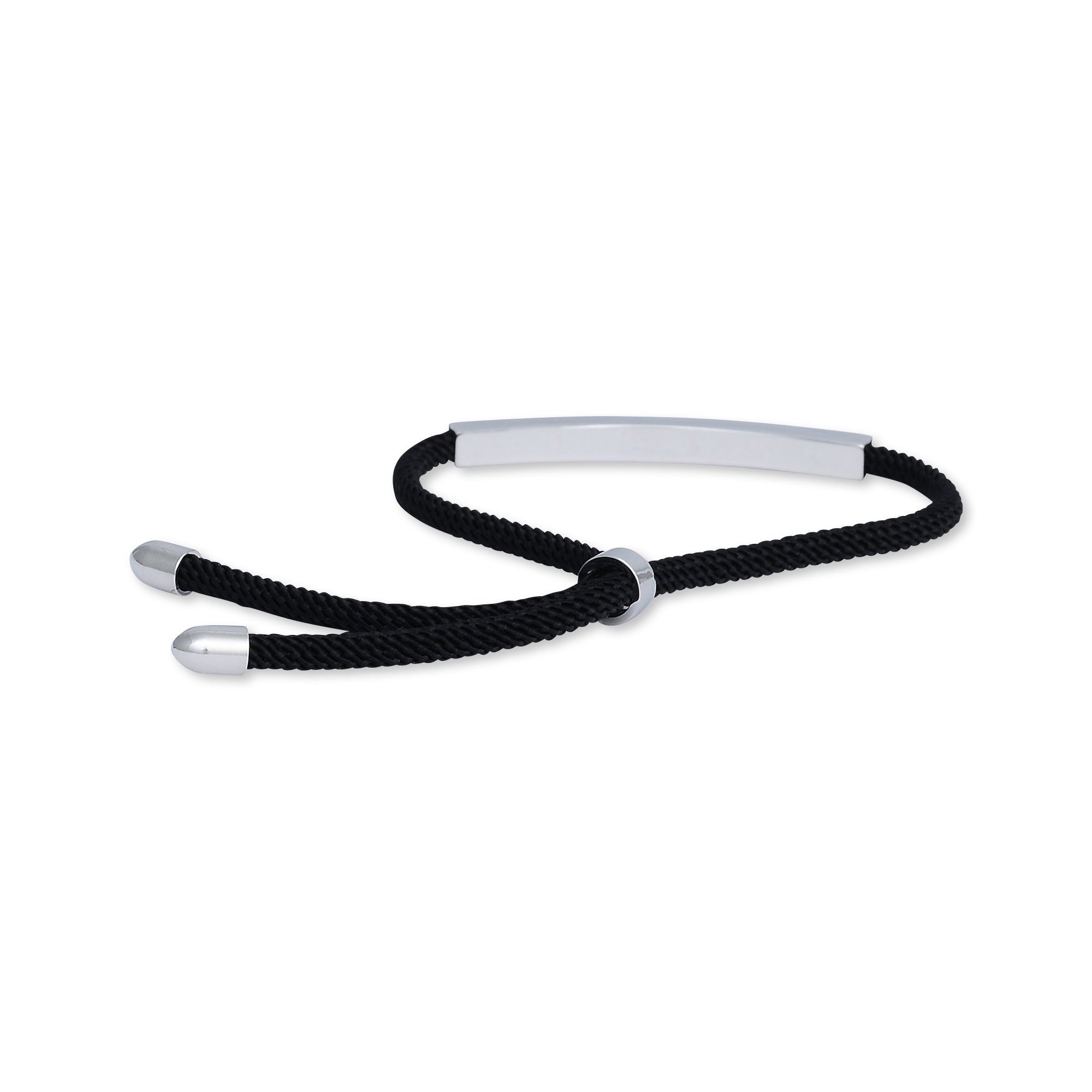 Silver Bar Adjustable Rope Bracelet