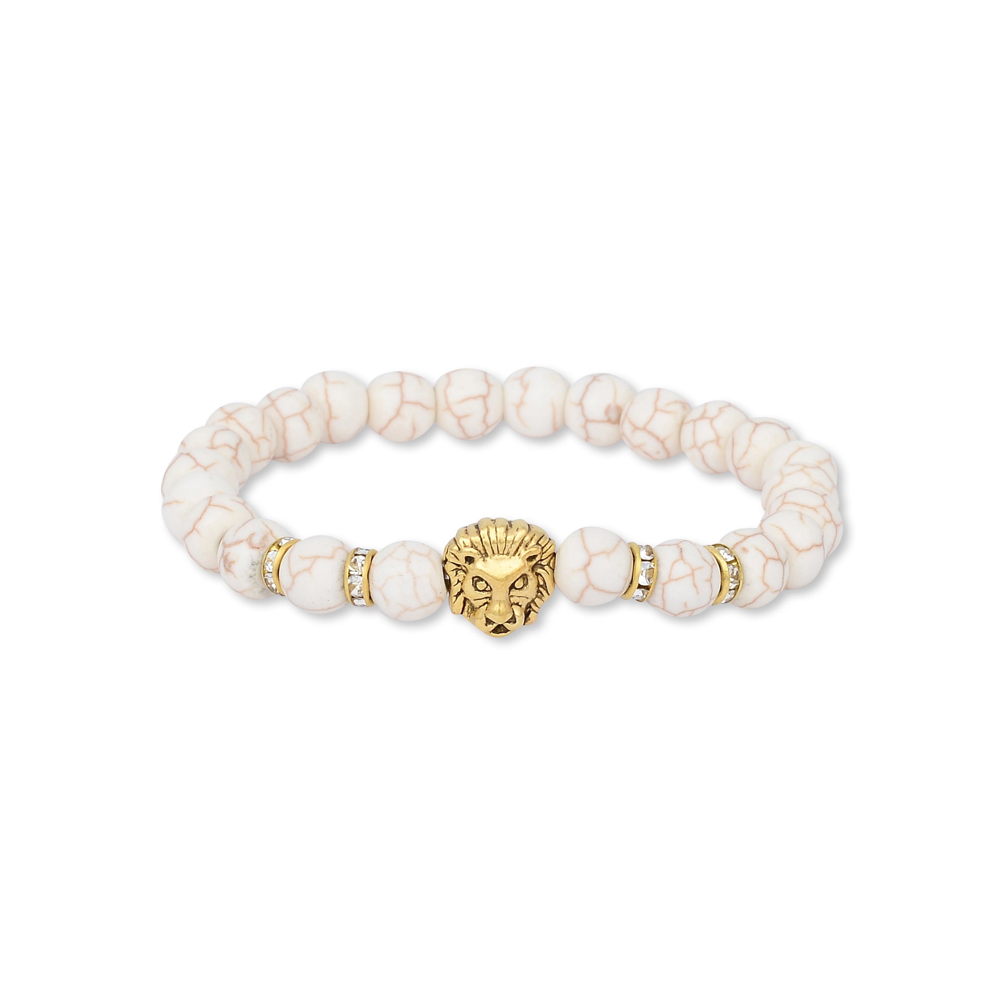 Gold Lion Marble Beaded Bracelet