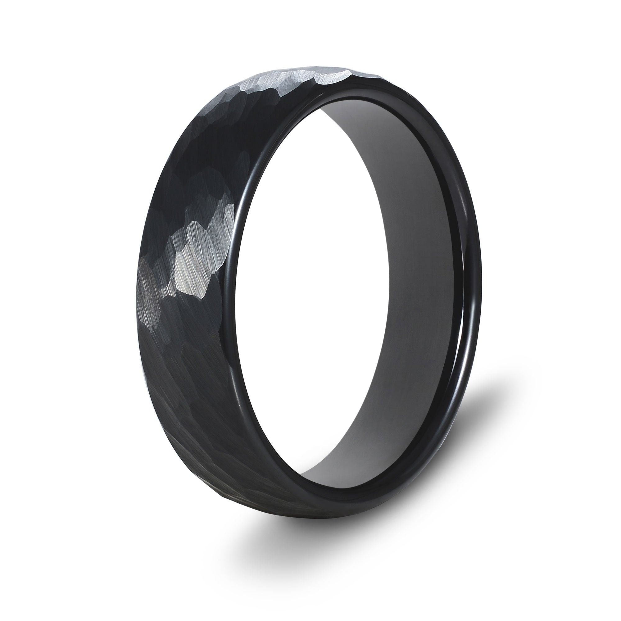 The Dusk - Black 6mm Hammered Tungsten Ring