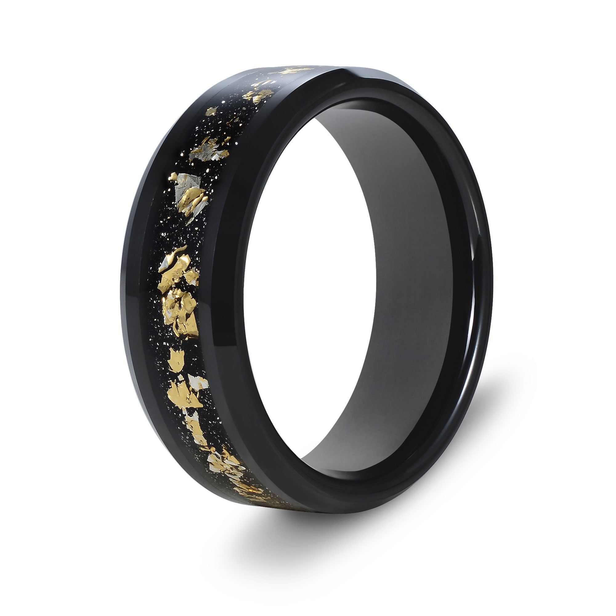 The Gilded - Black And Gold Foil Tungsten Ring