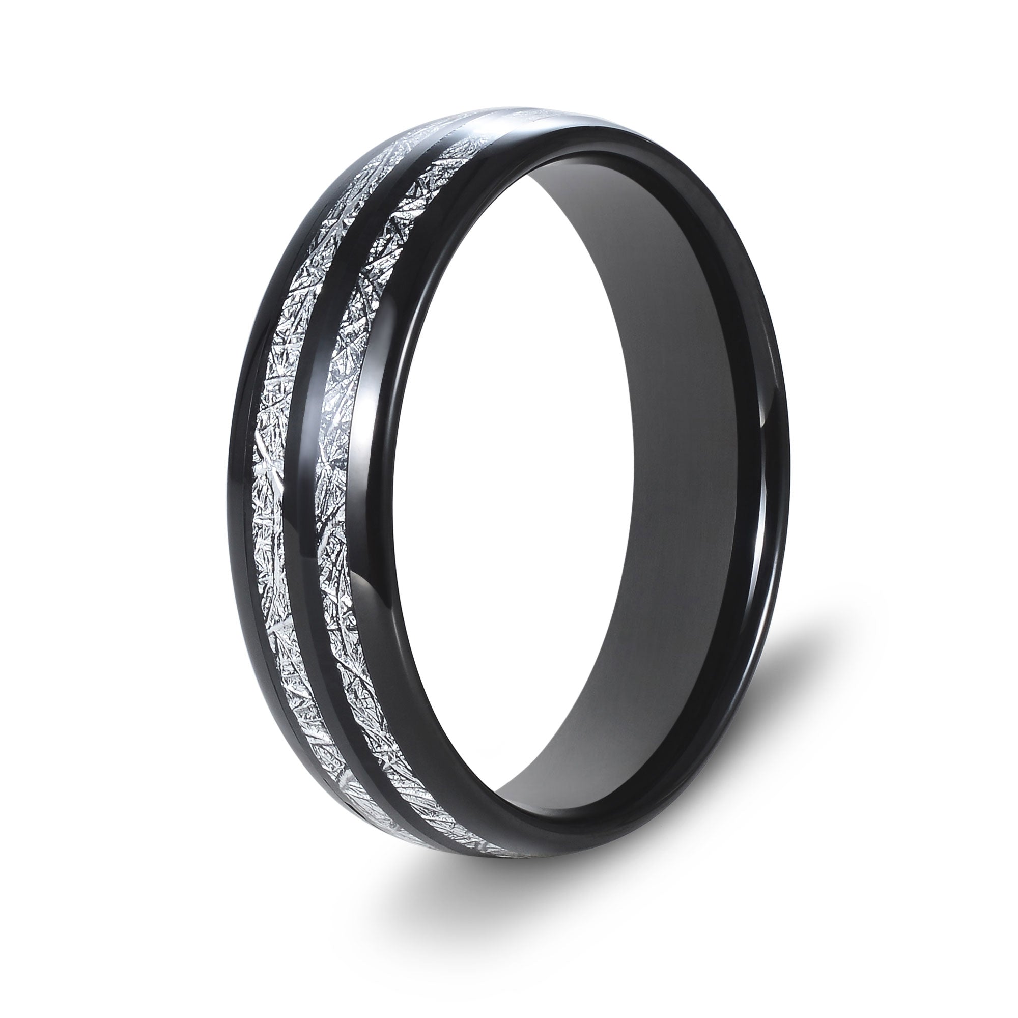 The Apollo - Black 6mm Meteorite Tungsten Ring