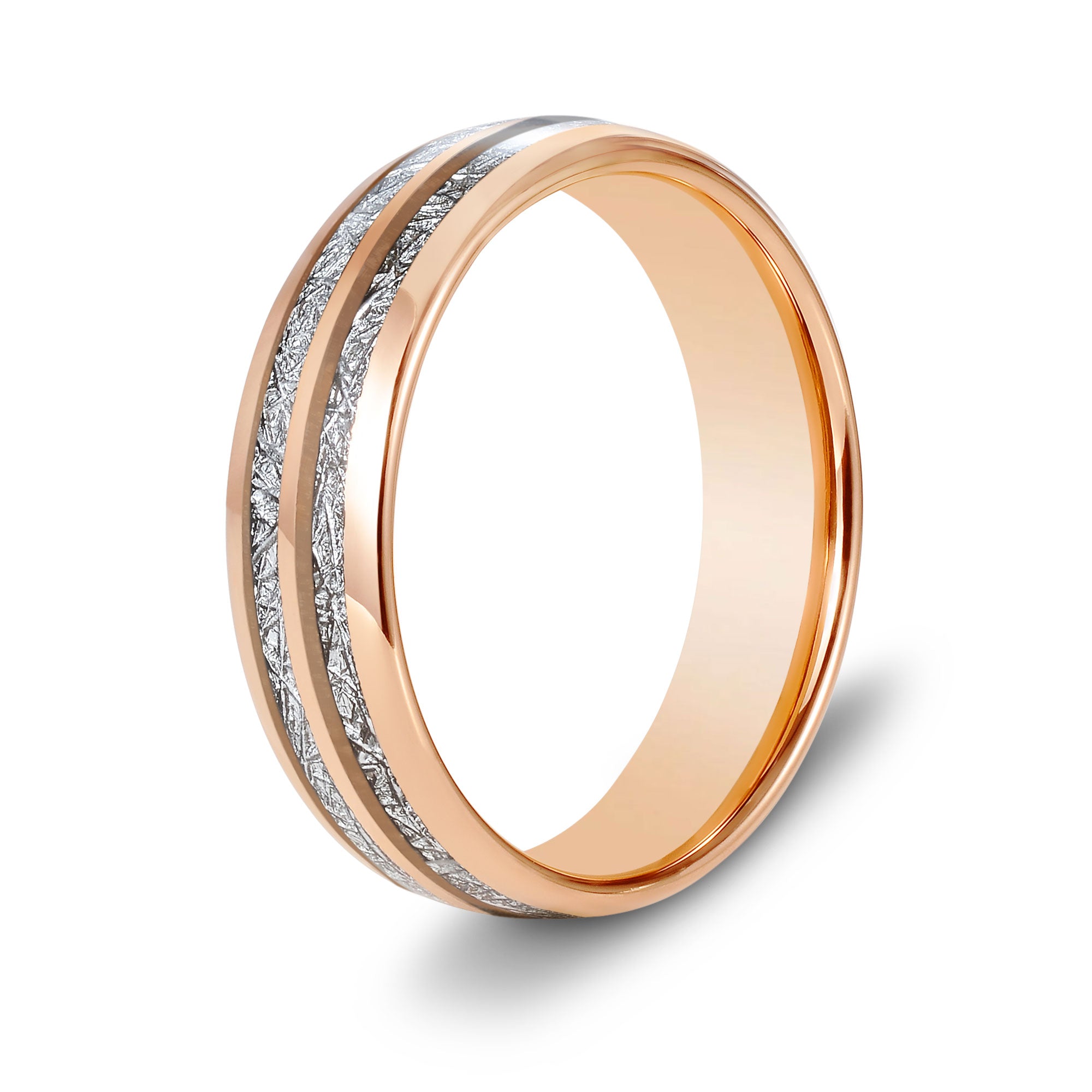 The Celebration - Rose Gold 6mm Meteorite Tungsten Ring