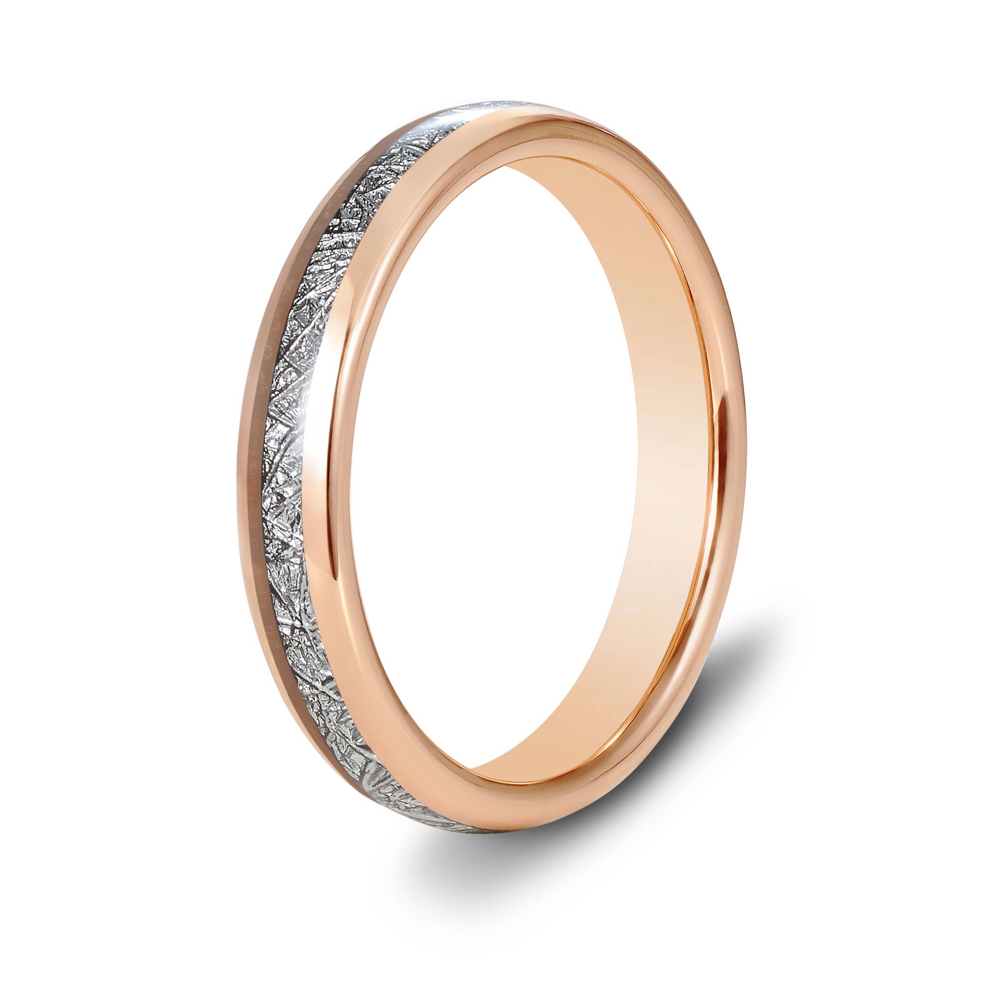 The Companion - Rose Gold 4mm Meteorite Tungsten Ring