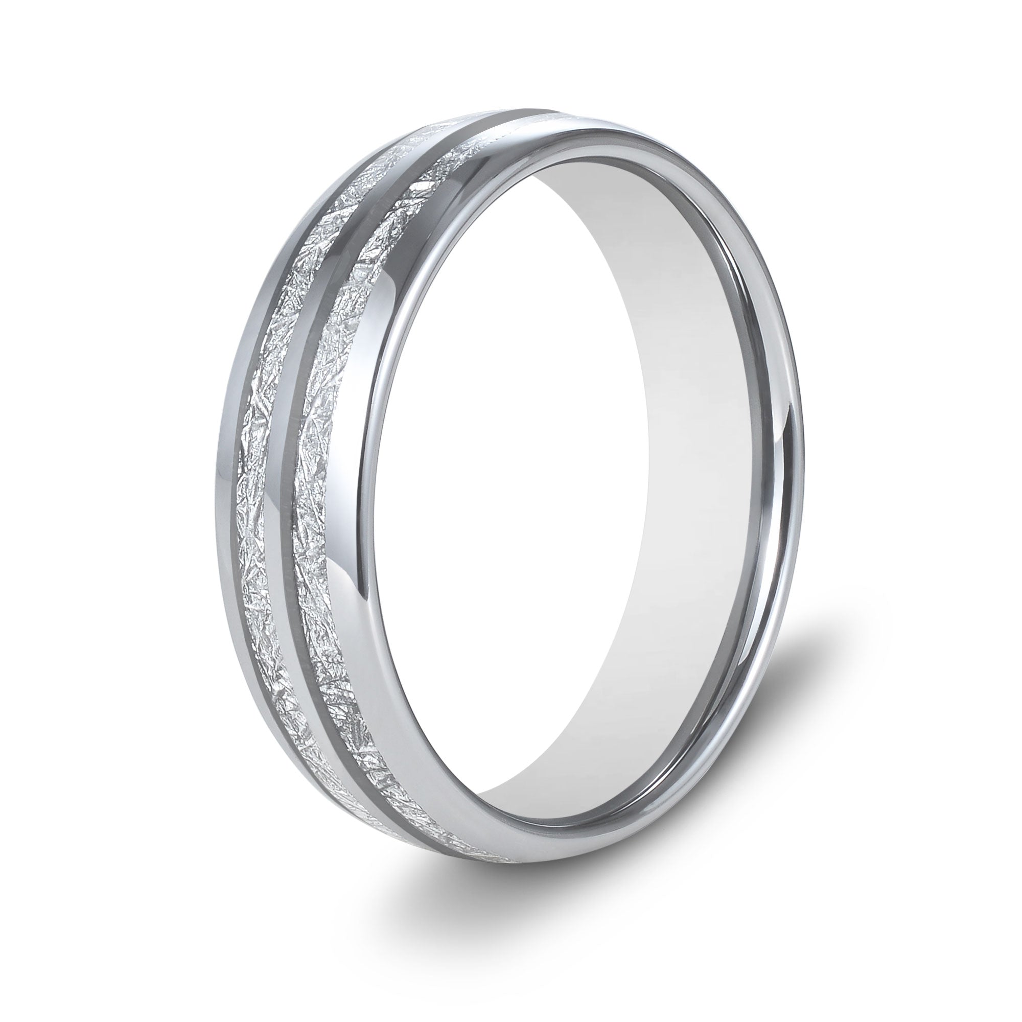 The Illuminate - Silver 6mm Meteorite Tungsten Ring